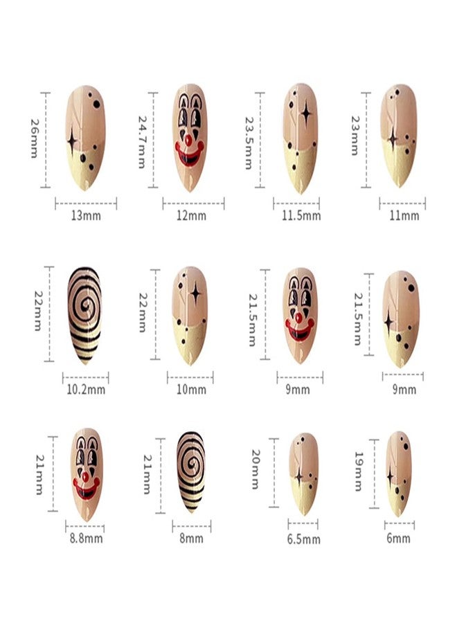 TBRZTR 24Pcs Press On False Nails Short, Fake Nails Almond Glue On Nails, False Nails With Glue, Square Press On Nails Art Manicure Decoration Fake Nails Acrylic Nails Cute Cartoon Nails for Women And Girls - Image 2
